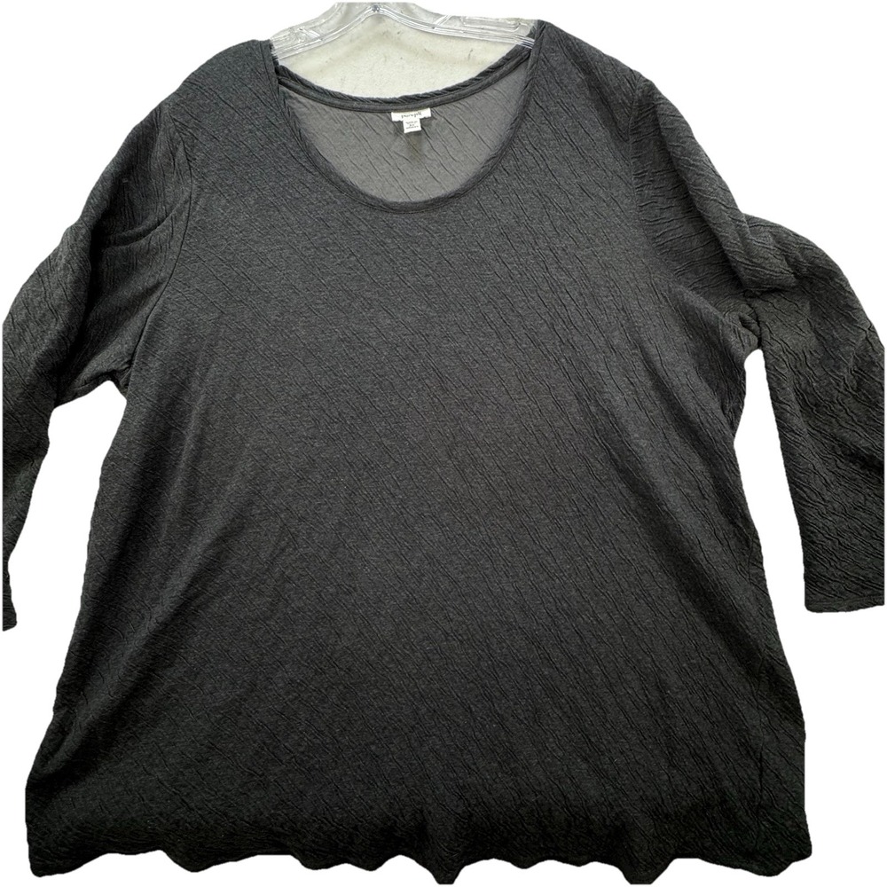 Pure J. Jill Womens Gauze‎ Textured Top Size 3X Charcoal Grey 100% Cotton